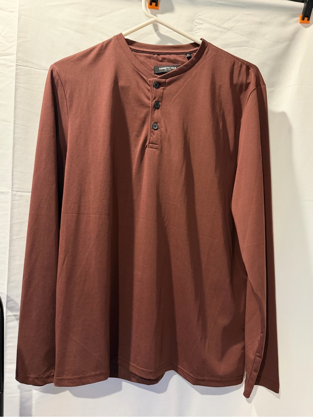 Kenneth Cole Men's Long-Sleeve Henley - Rust Brown